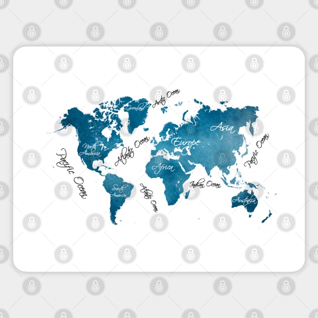 world map blue #map #worldmap Magnet by JBJart